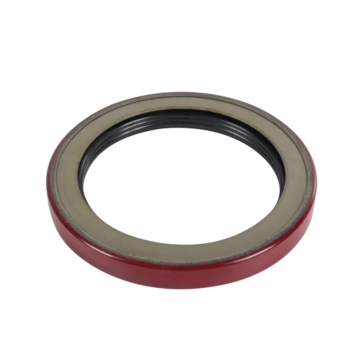 Trailer bearing kit: rubber-edged seal ring with red outer rim and inner opening