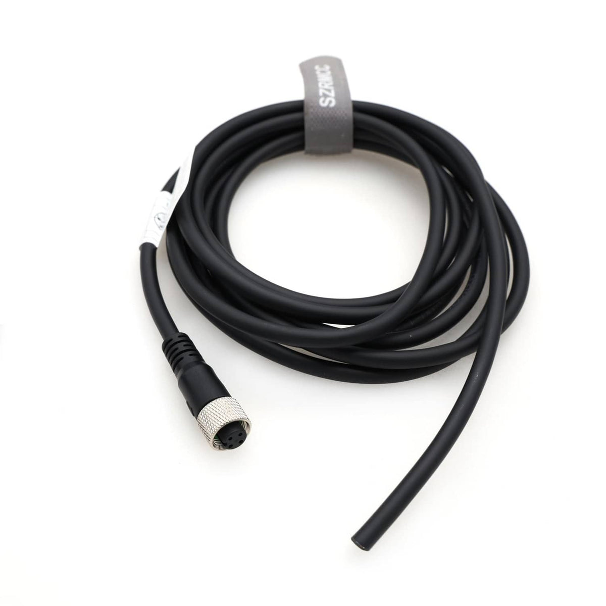 M12 A-code 4-pin sensor actuator cable with female connector and bare wire tail