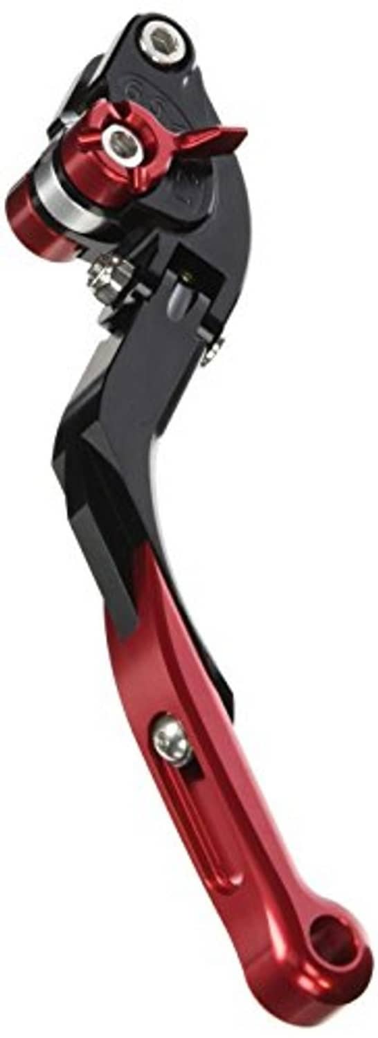 Folding extendable brake lever with red anodized arm and black folding section