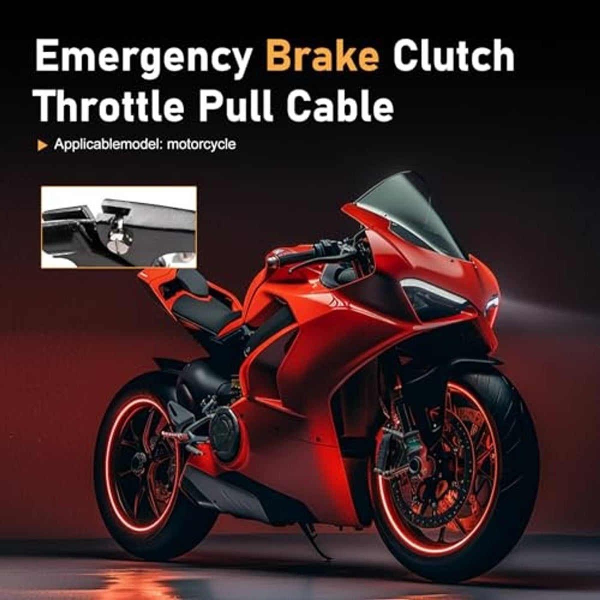 Emergency throttle pull cable kit with silver cable and connector hardware