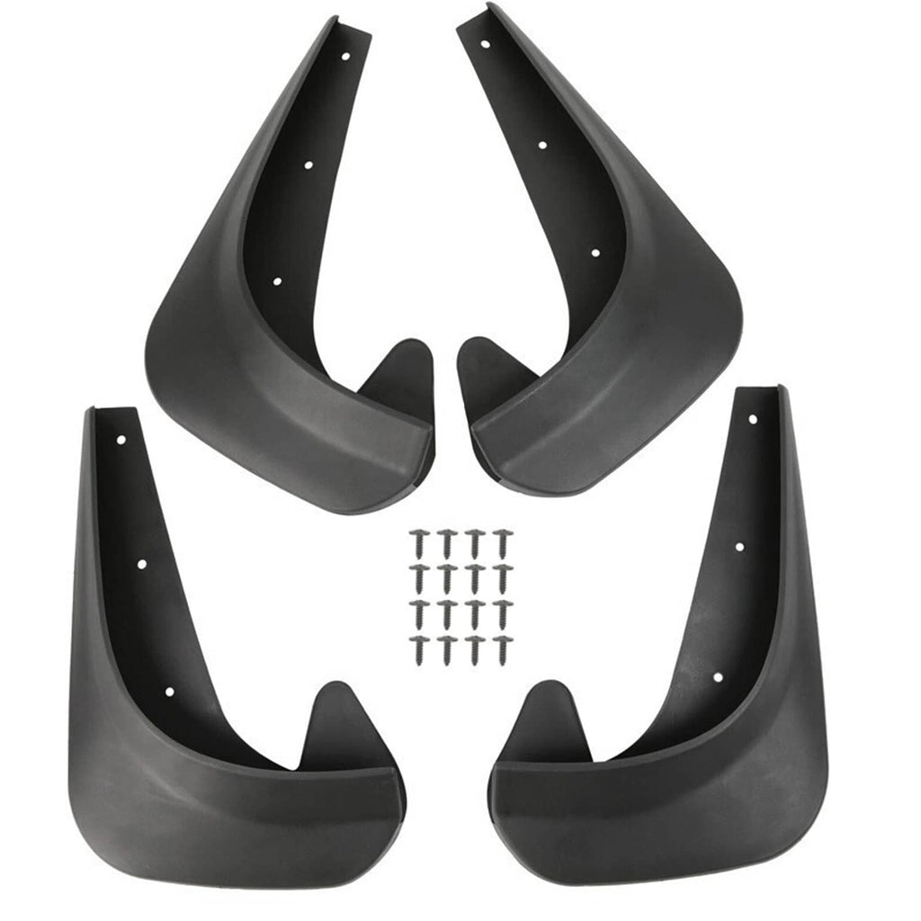 Set of black mud flaps/mudguards with mounting holes and hardware included