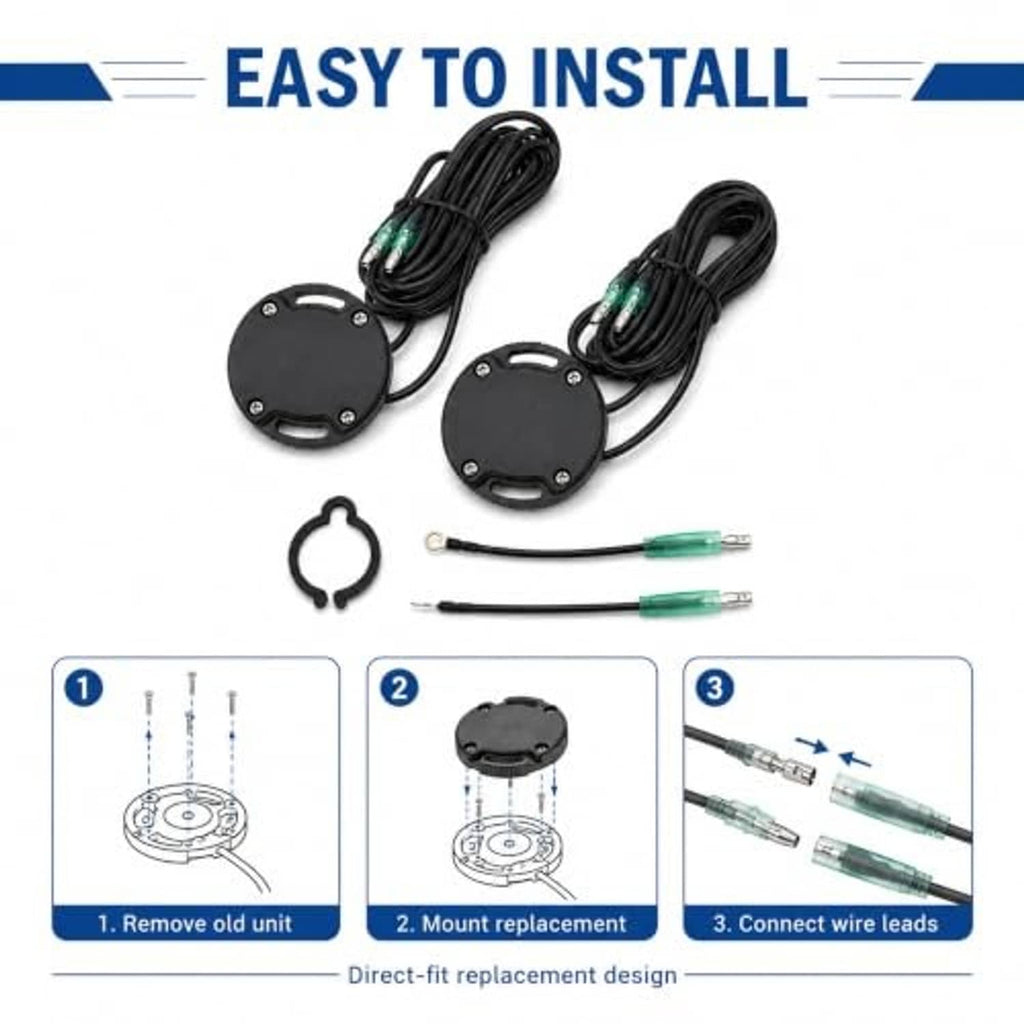 Tilt trim limit switch kit with two black housings, green connectors, and retaining clip