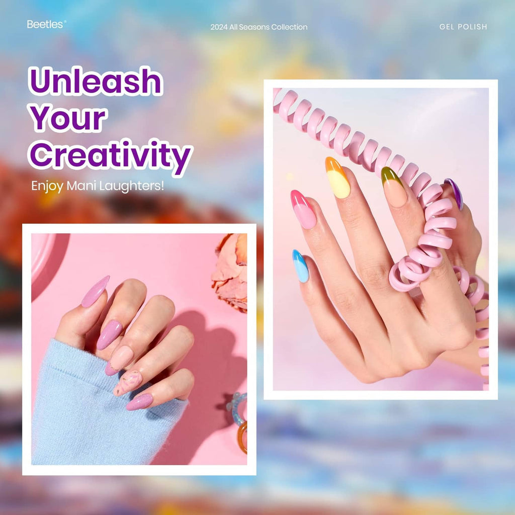 Creative gel manicure set look with pastel nails and glossy swirl nail designs