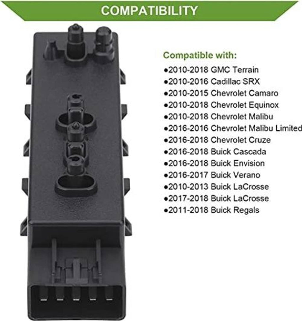 Power seat switch control module with multiple button posts and connector pins