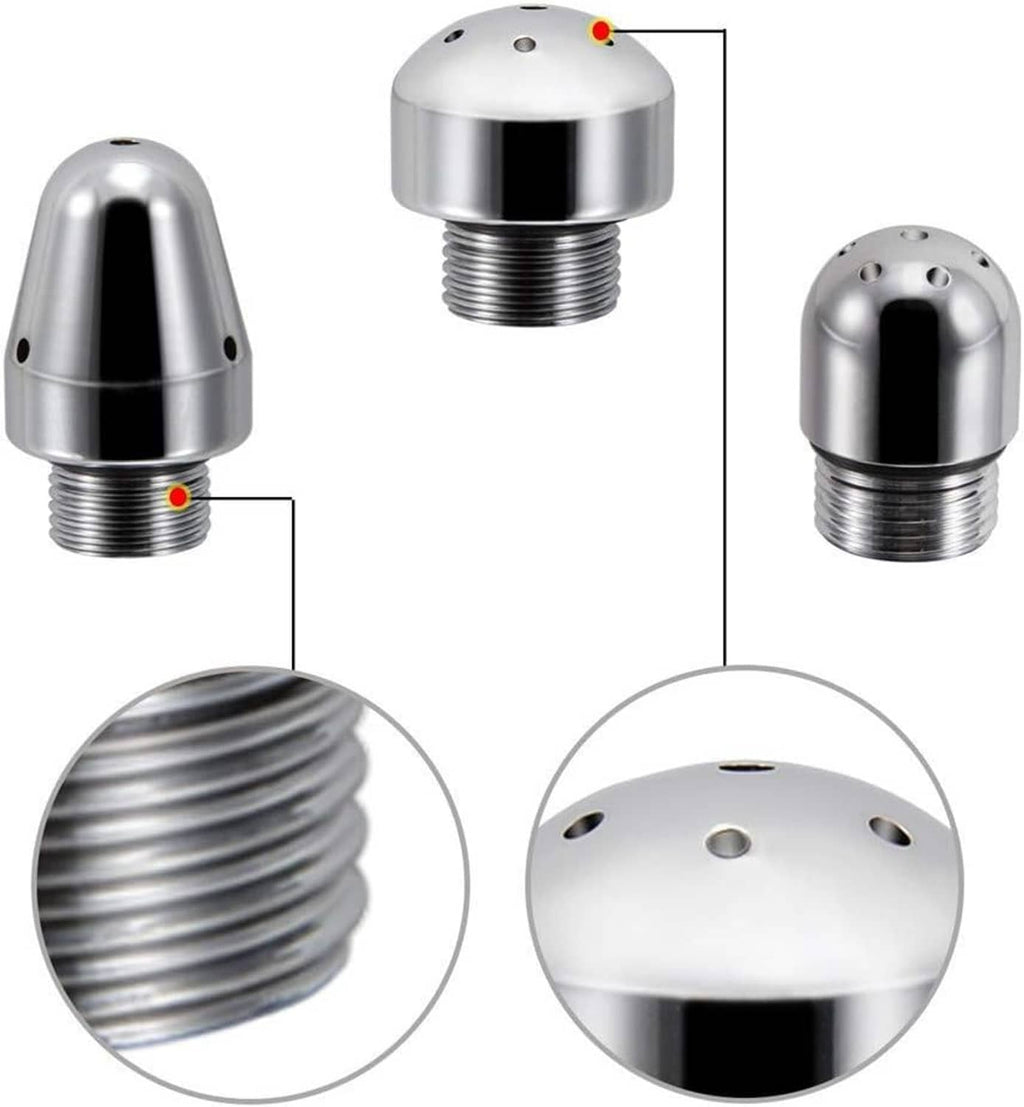 Chrome 3 nozzle heads with threaded bases and top plate with spray holes