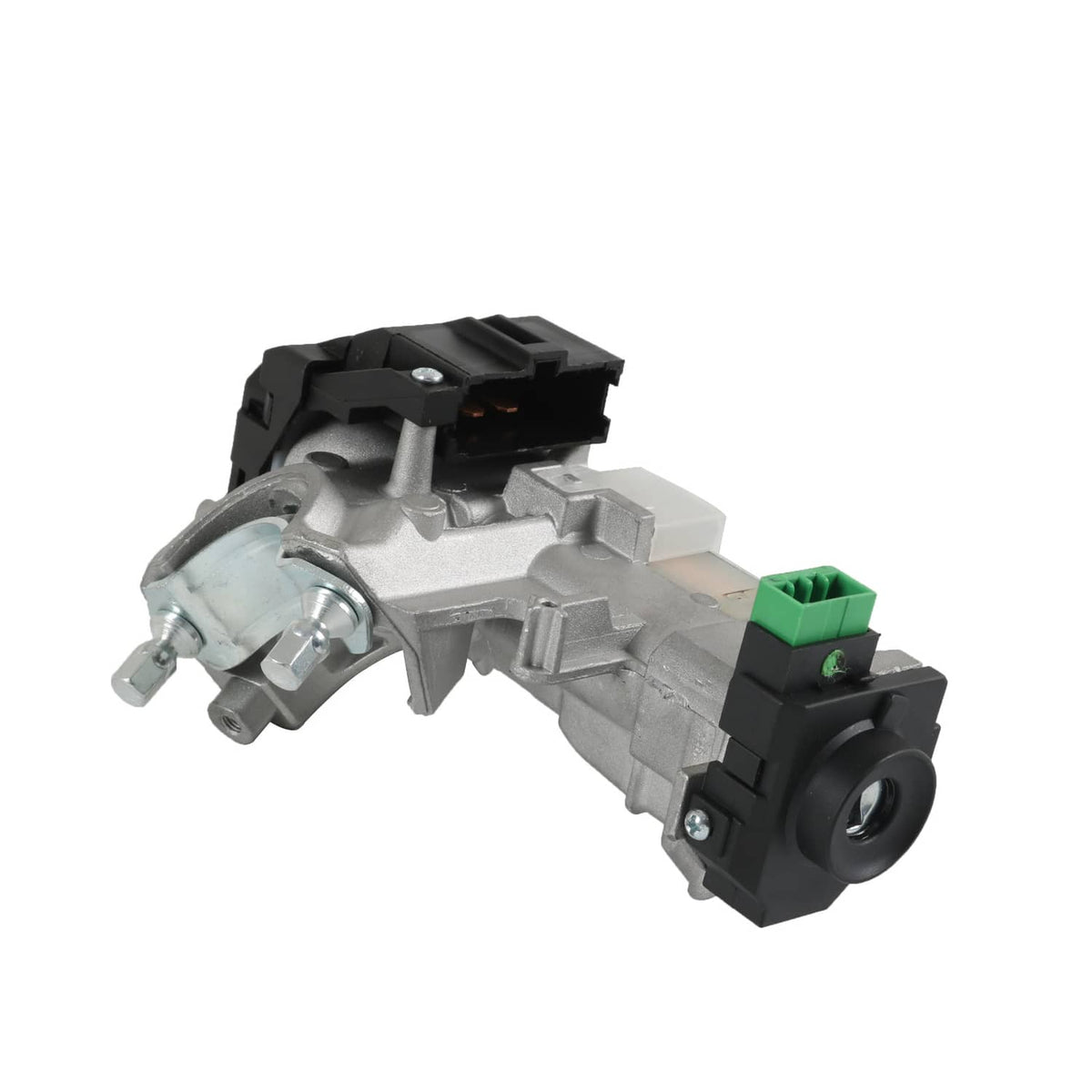Ignition switch lock cylinder, black key cylinder opening on silver metal body
