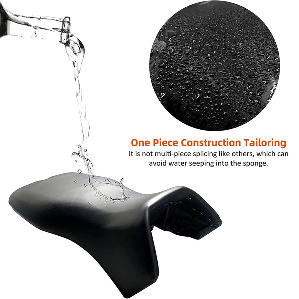 Black ATV seat with textured, water-shedding finish and contoured shape