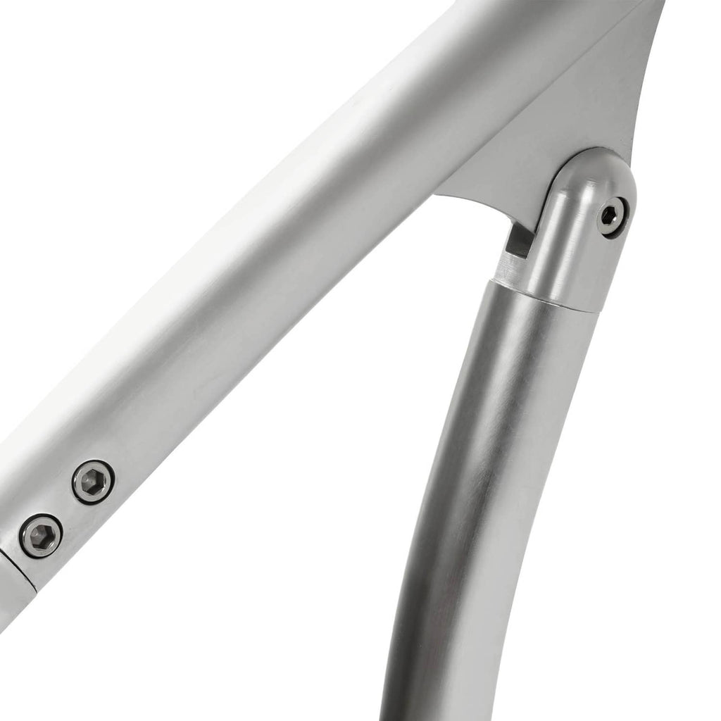 Aluminum wakeboard tower support bracket with curved tubing and bolt mounting plate