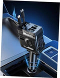 Retractable 4-in-1 car phone charger with LED screen and retractable cables