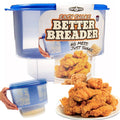 Cook's Choice Better Breader bowl with blue lid and crumb chamber plus base container