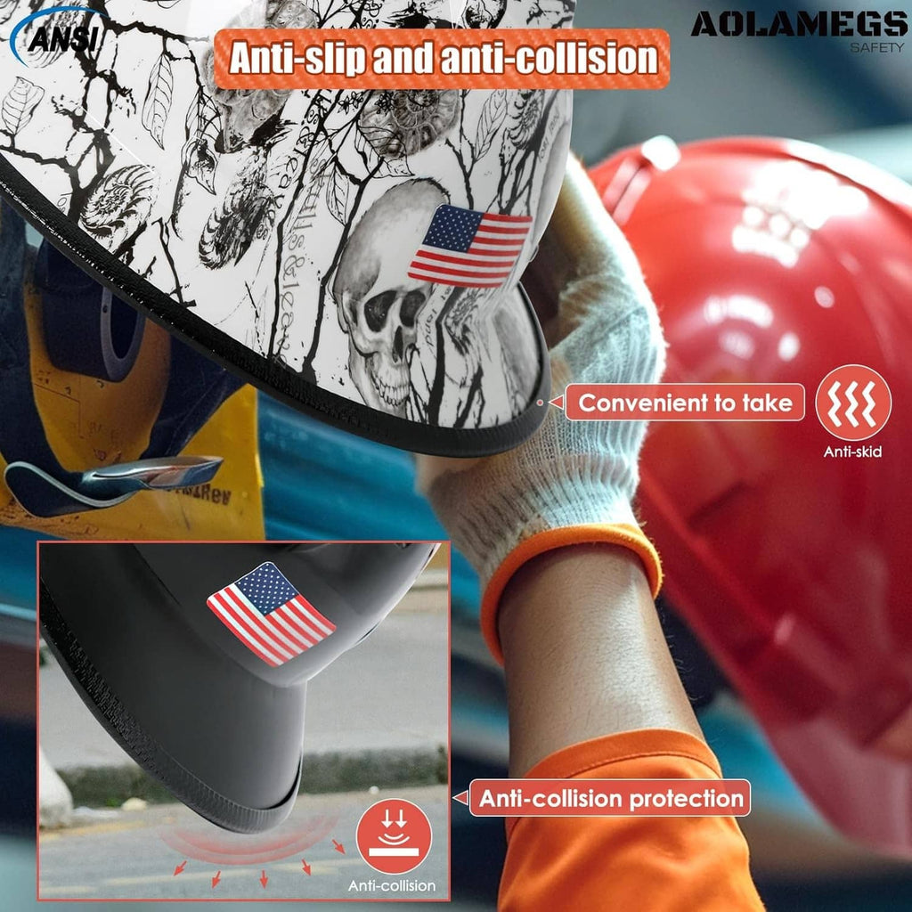 Black full brim hard hat guard anti-slip and anti-collision protection callouts