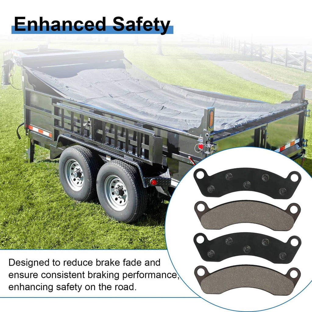 Two dark disc brake pads with friction faces for trailer hydraulic braking