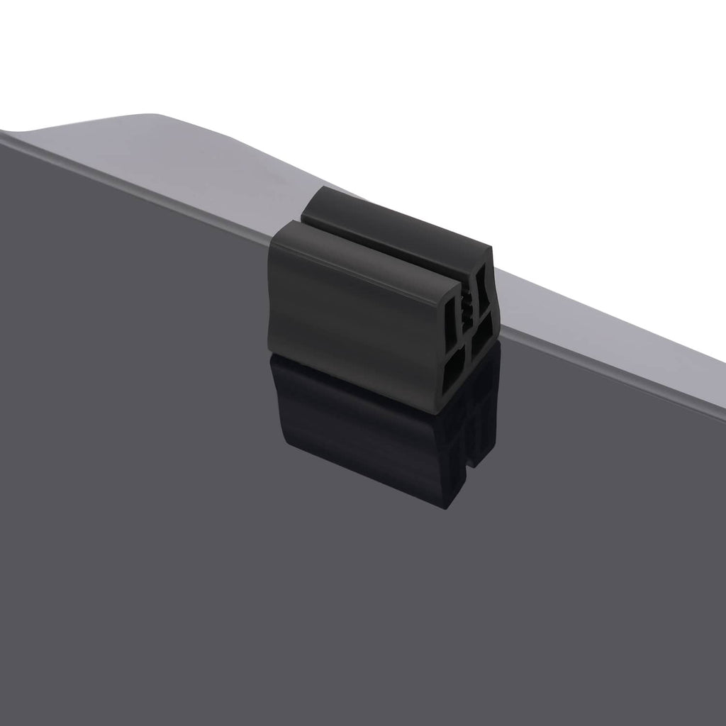 Tinted fold-down flip windscreen hinge latch detail in dark plastic