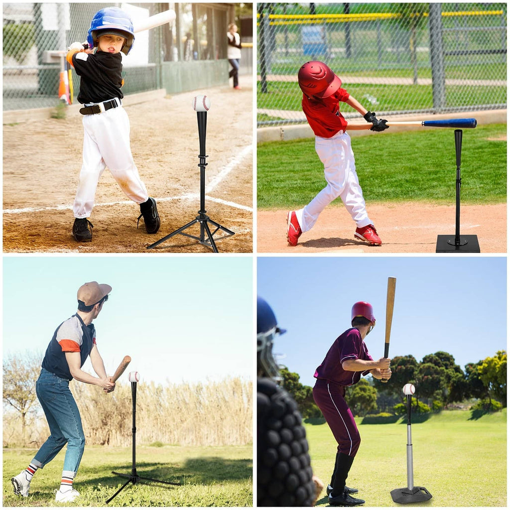 Black rubber batting tee topper legs used on baseball field