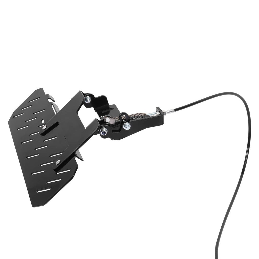 Black chute blocker bracket with protective plate, bolts and cable linkage