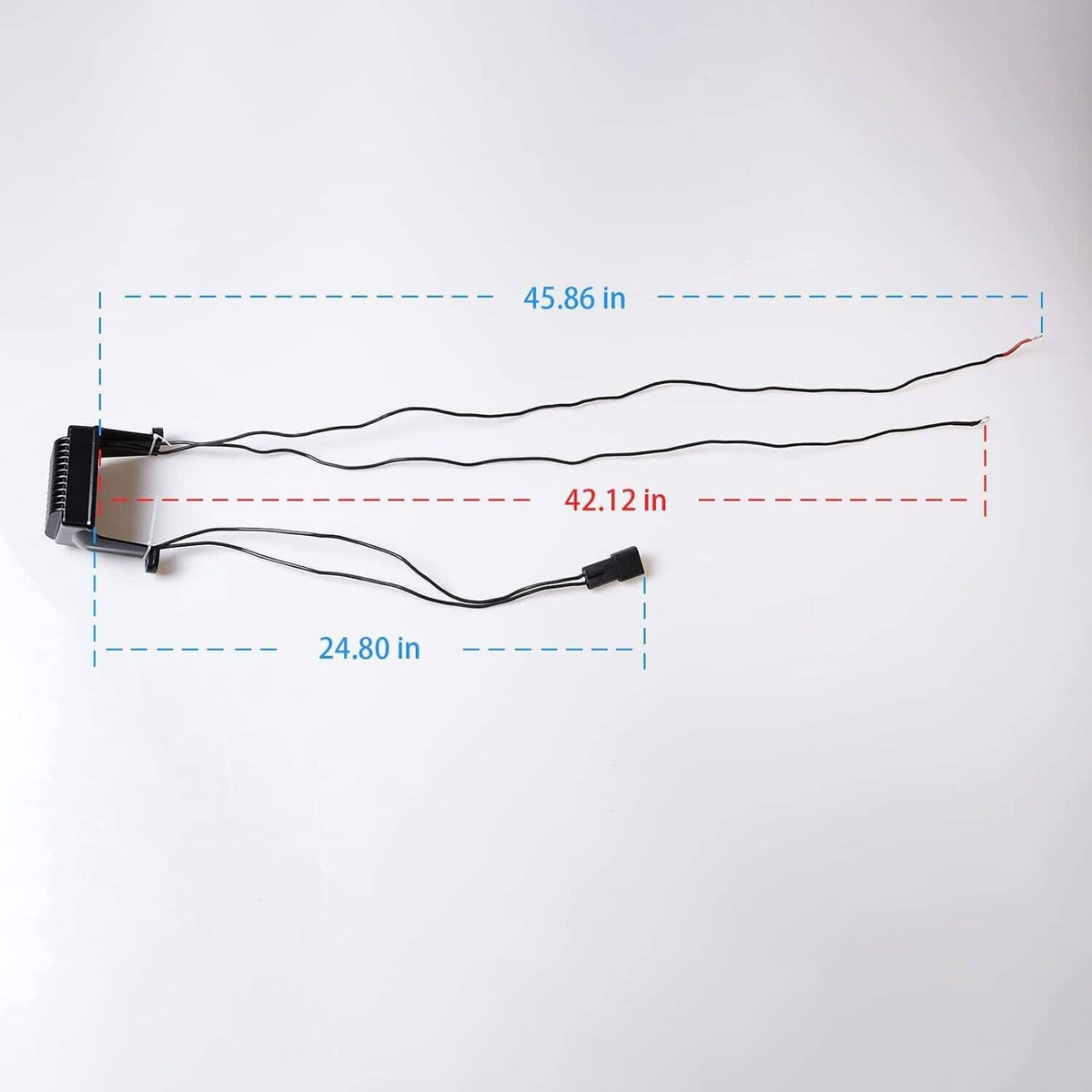 Wiring harness with black connector plugs and lead lengths for voltage rectifier regulator