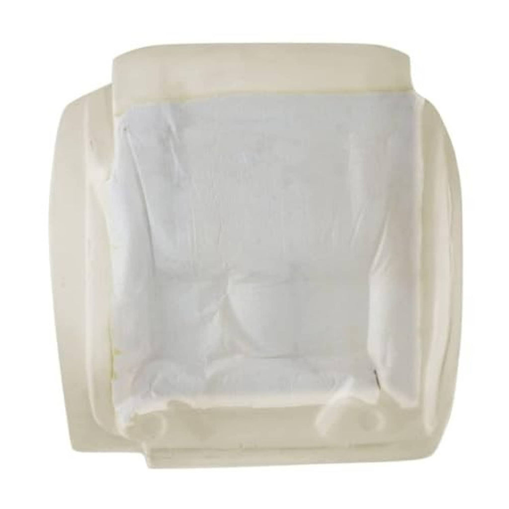Cream seat foam cushion pad back view with protective fabric overlay and seams