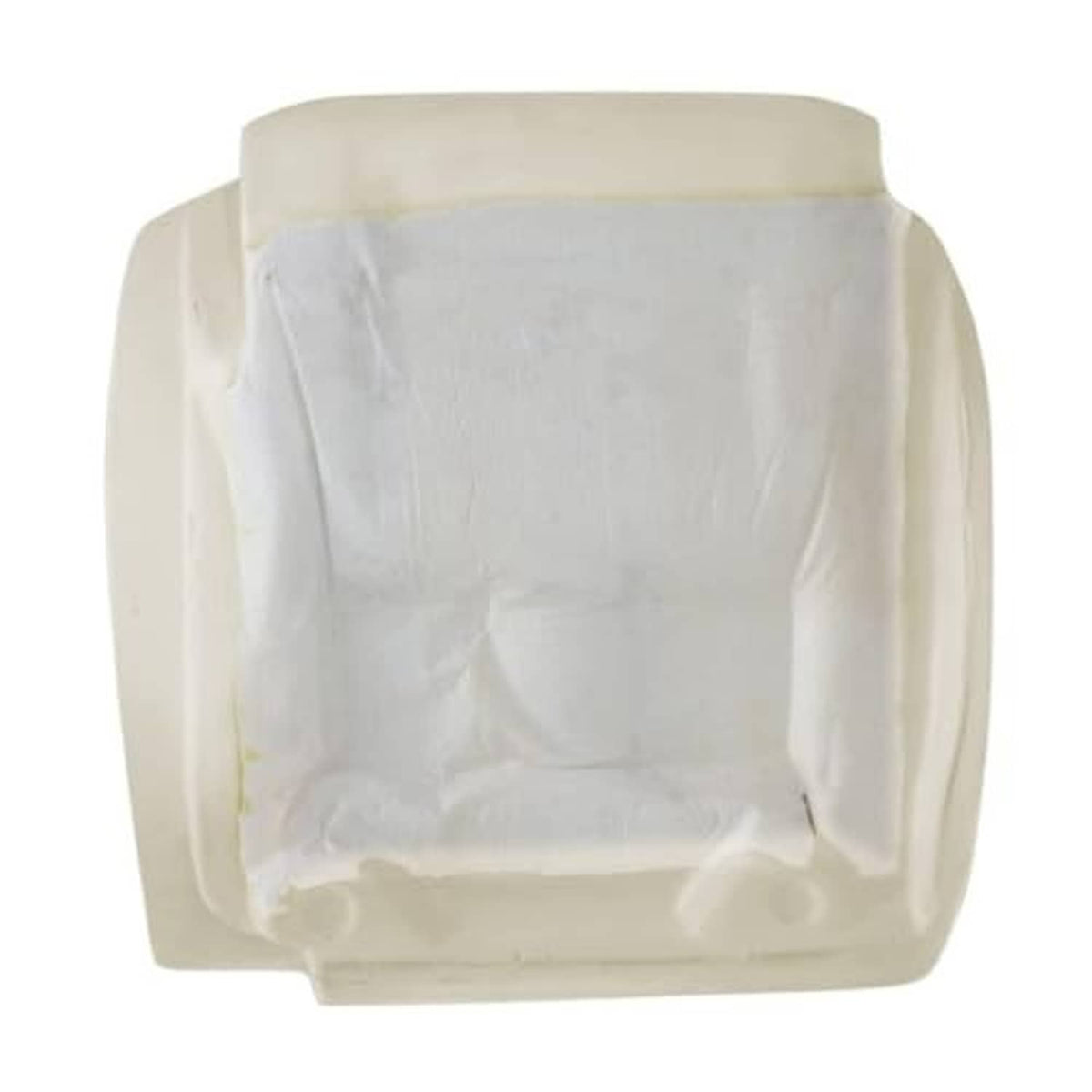 Cream seat foam cushion pad back view with protective fabric overlay and seams