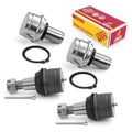 Ball joint kit with two metal ball joints, black boots, and O-ring seals