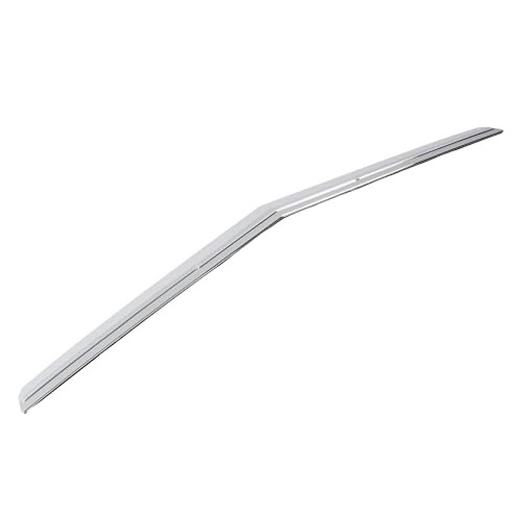 Silver hood grille trim molding, slim chrome strip with a raised center rib