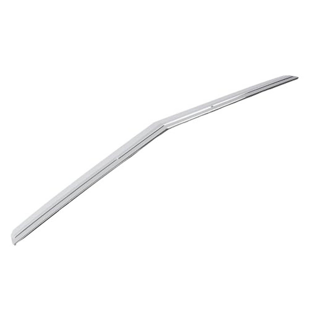 Silver hood grille trim molding, slim chrome strip with a raised center rib