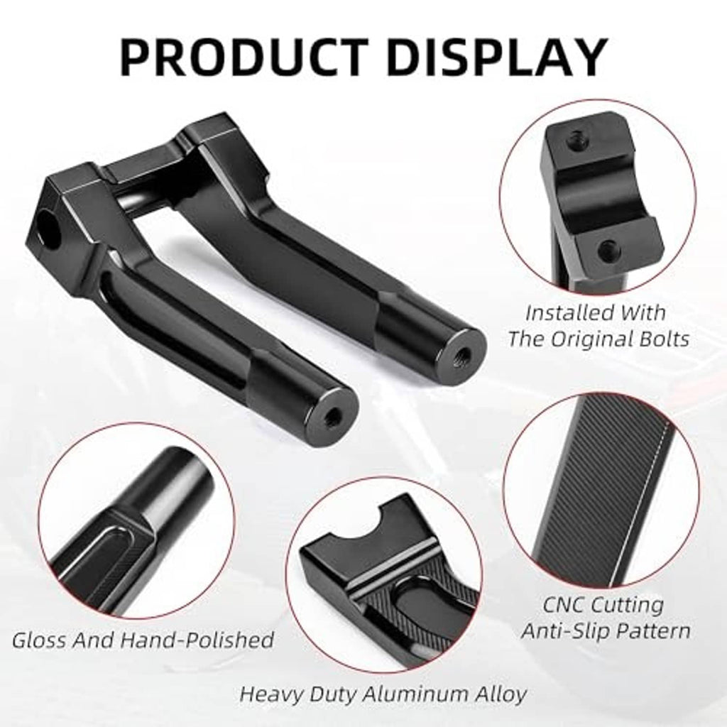 Black handlebar riser clamp with CNC-machined anti-slip texture and bolt holes