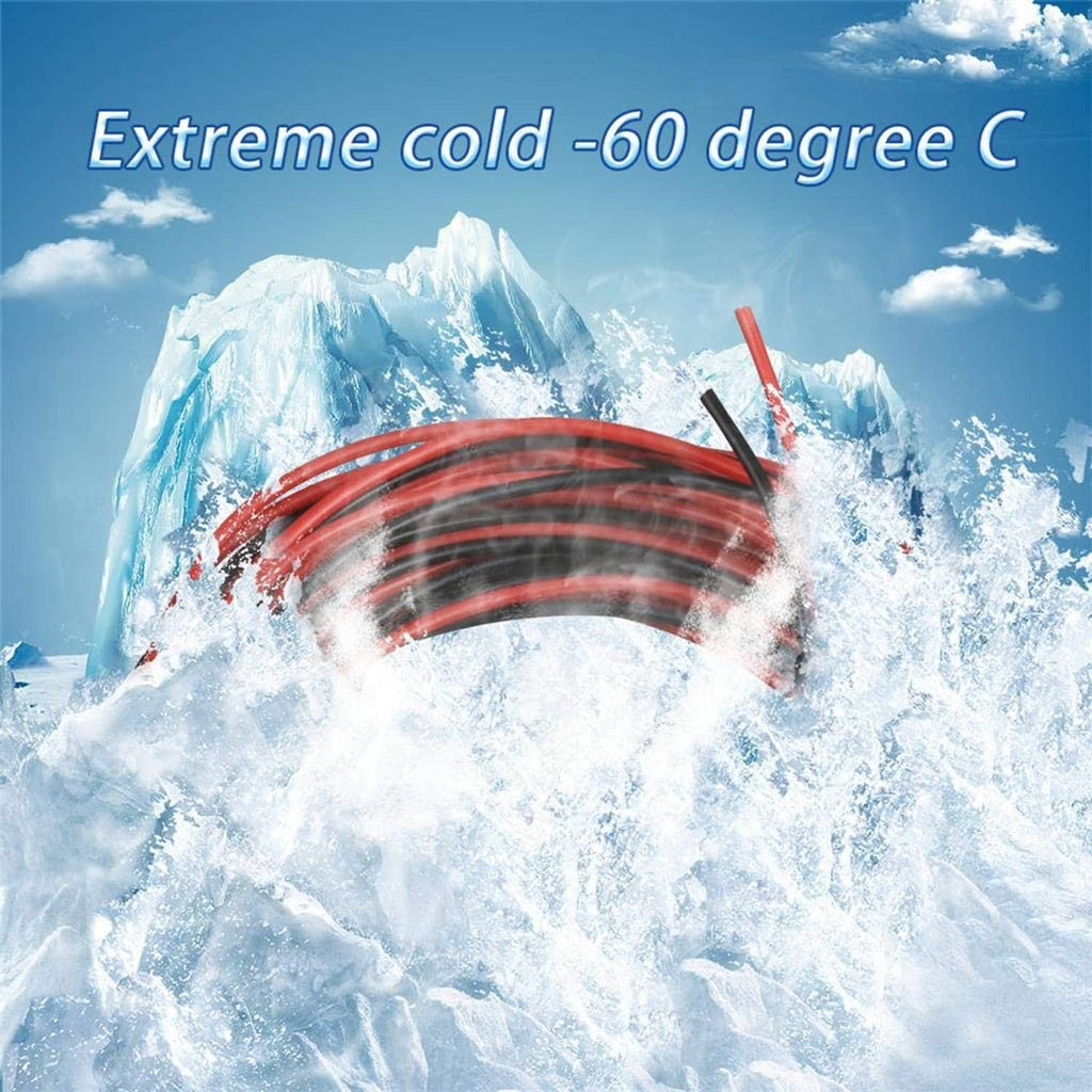 Red and black flexible silicone insulated wire coil