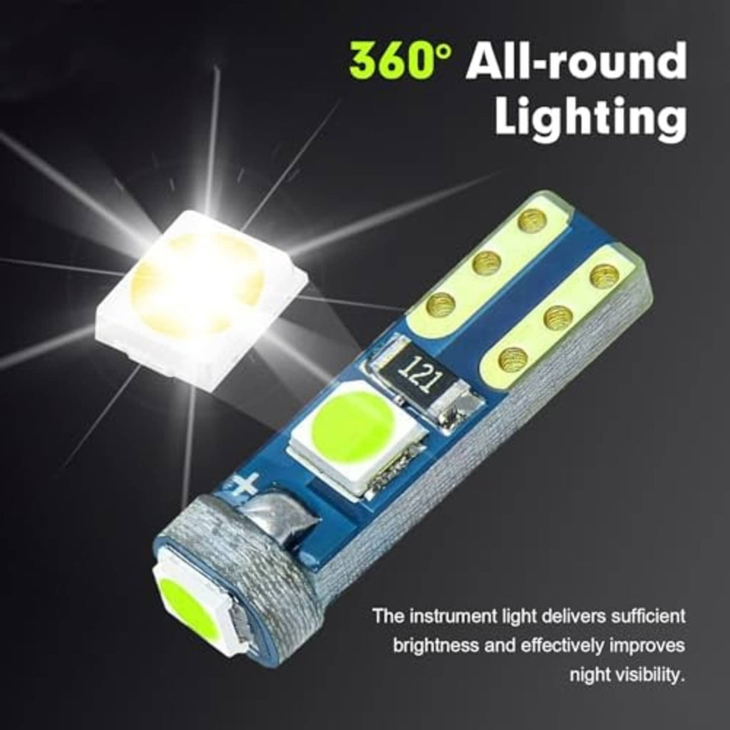 360-degree LED instrument bulb module with lime green chip on blue metal strip