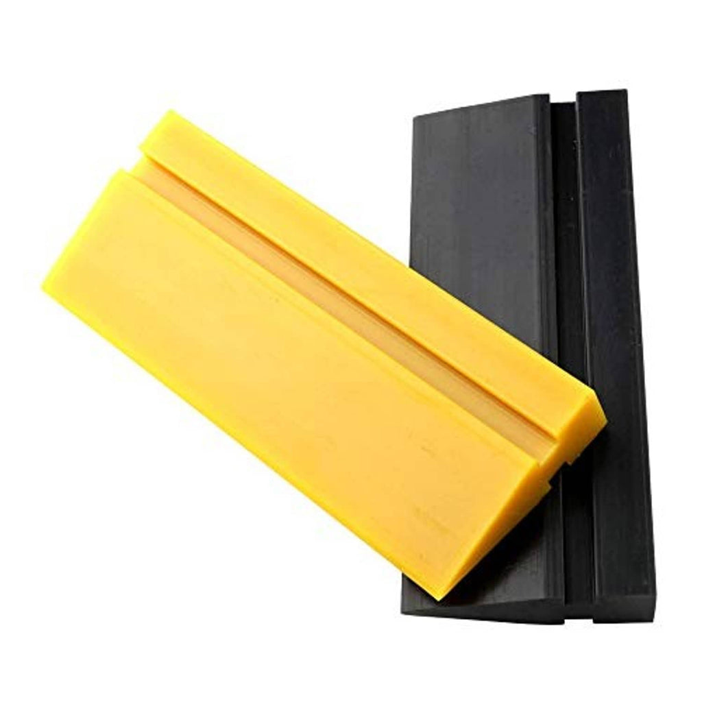 Soft rubber squeegee blade, yellow blade with black base, for vinyl wrapping
