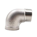 Stainless steel 90-degree elbow fitting with external NPT threads