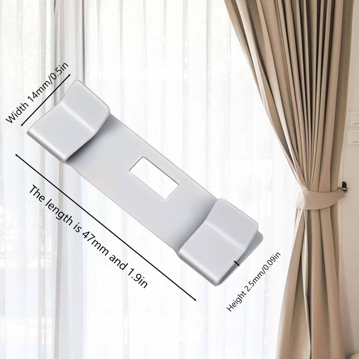 White metal vertical blind repair tab bracket, single piece with slot detail