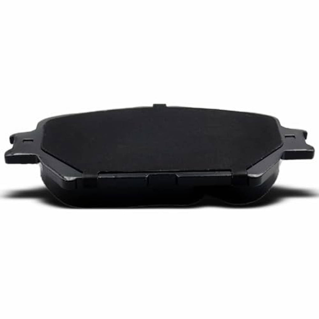 Front ceramic brake pad set, dark friction surface with metal mounting clips