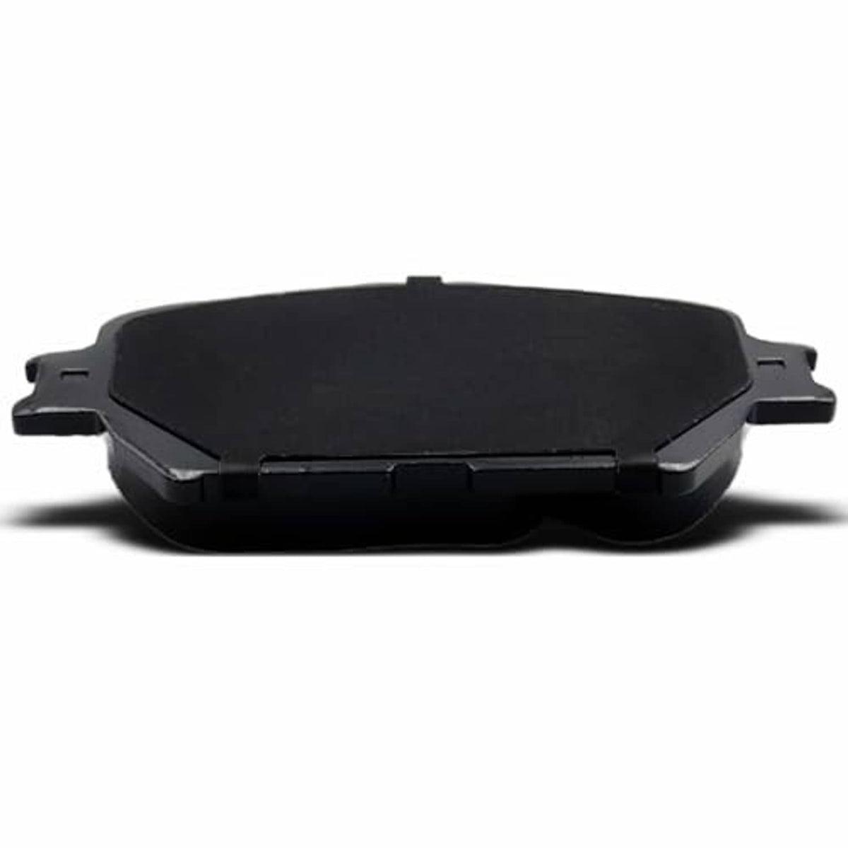 Front ceramic brake pad set, dark friction surface with metal mounting clips