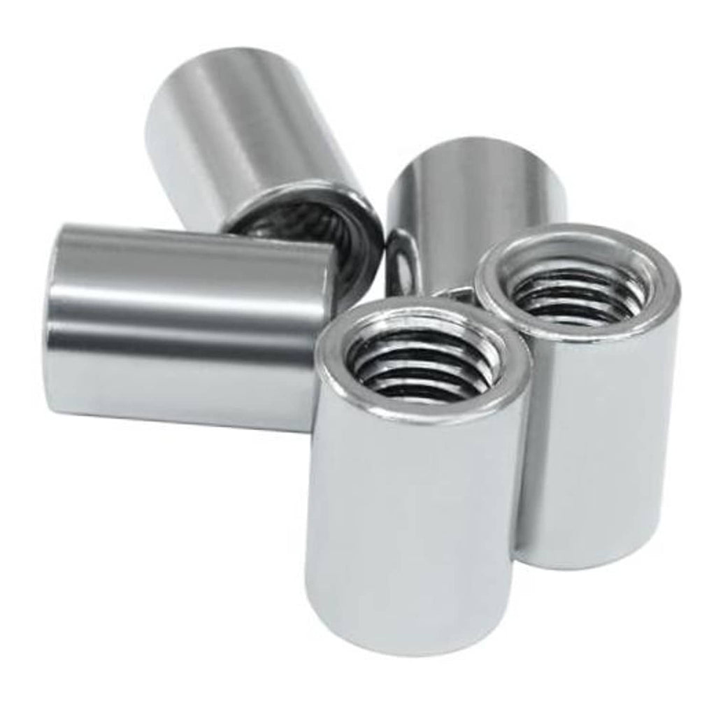 Stainless steel sleeve stud coupling nut with internal threads, cylindrical shape