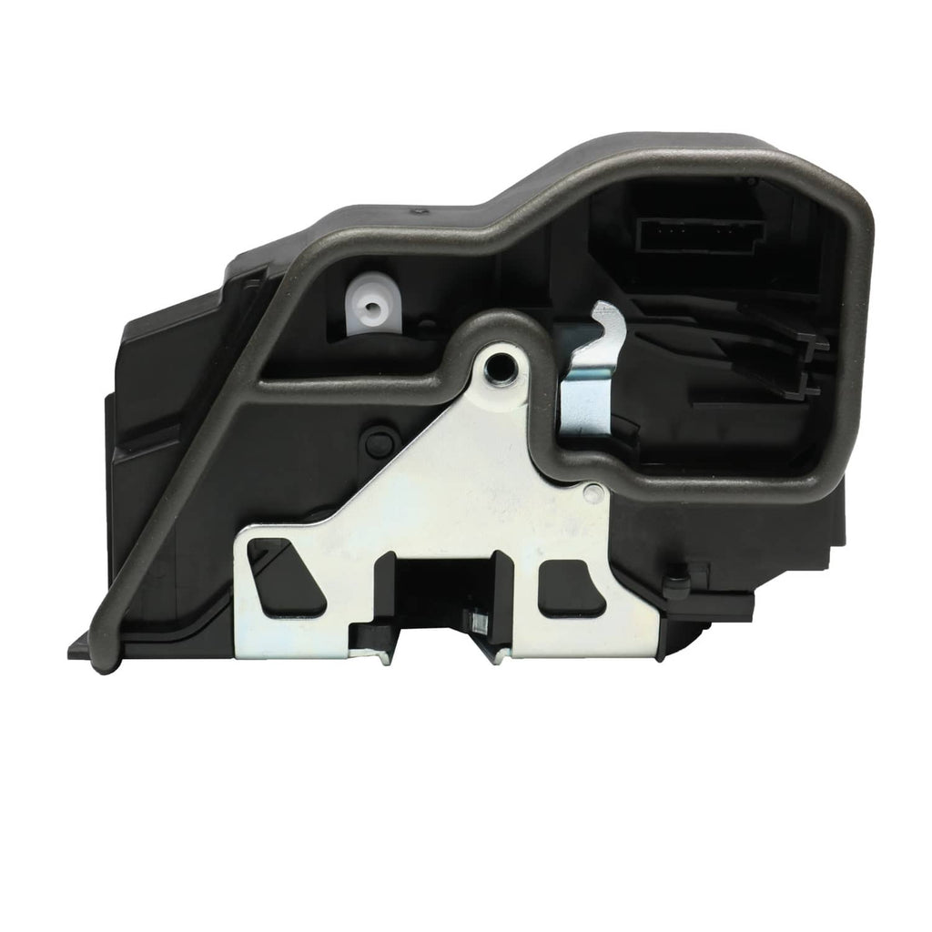 Rear left power door lock latch actuator with mounting bracket and connector housing