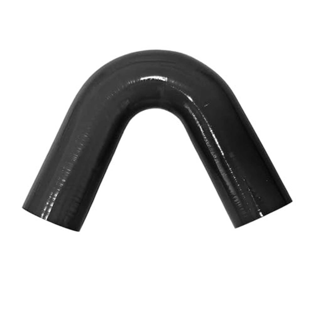 Black 135-degree silicone elbow coupler, two open ends with smooth reinforced surface