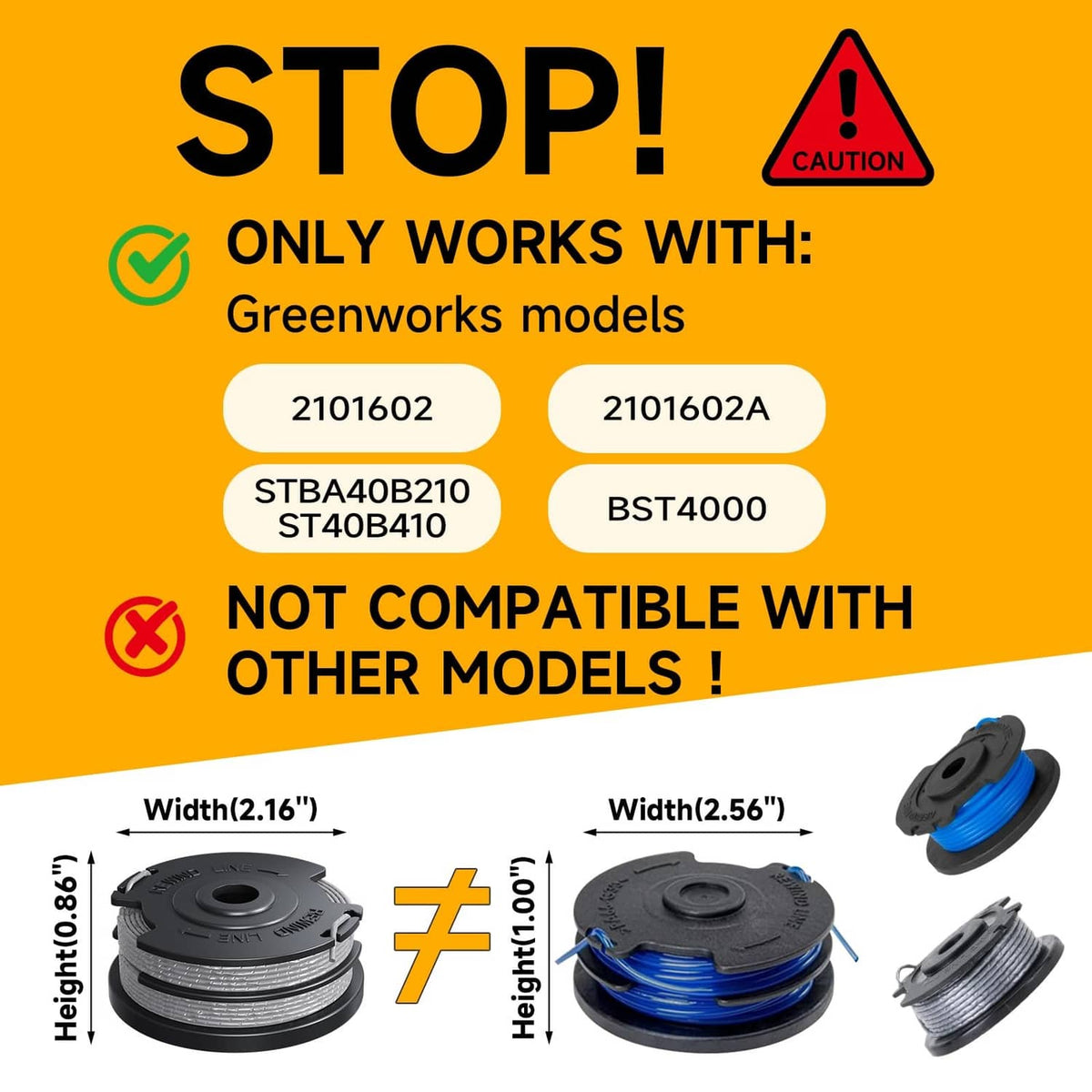 Trimmer spool with blue string line on black reel, compact weed wacker accessory