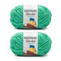 Bright teal super bulky chenille yarn, two-pack Bernat Blanket brights labels