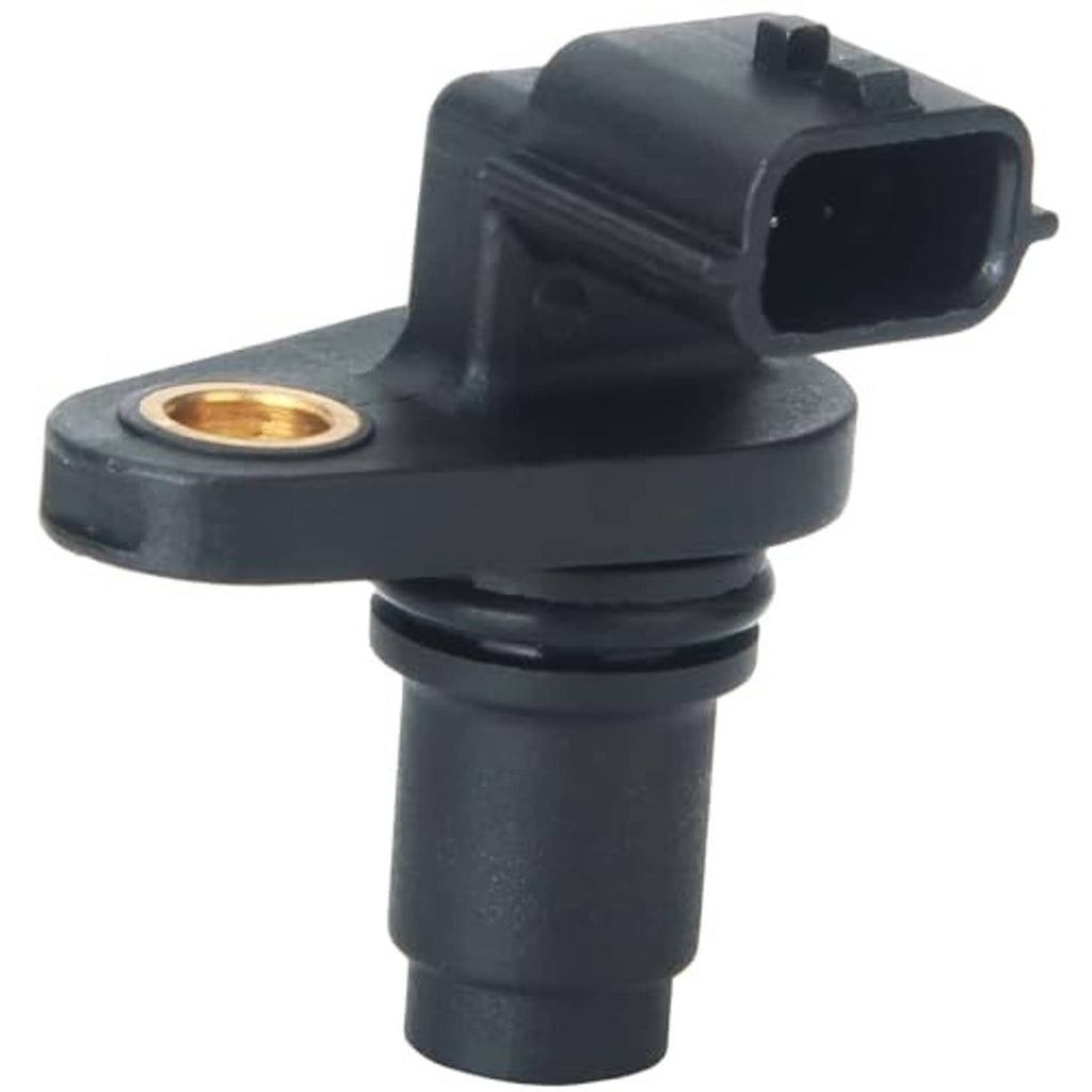 Black camshaft position sensor with gold pin and electrical connector housing