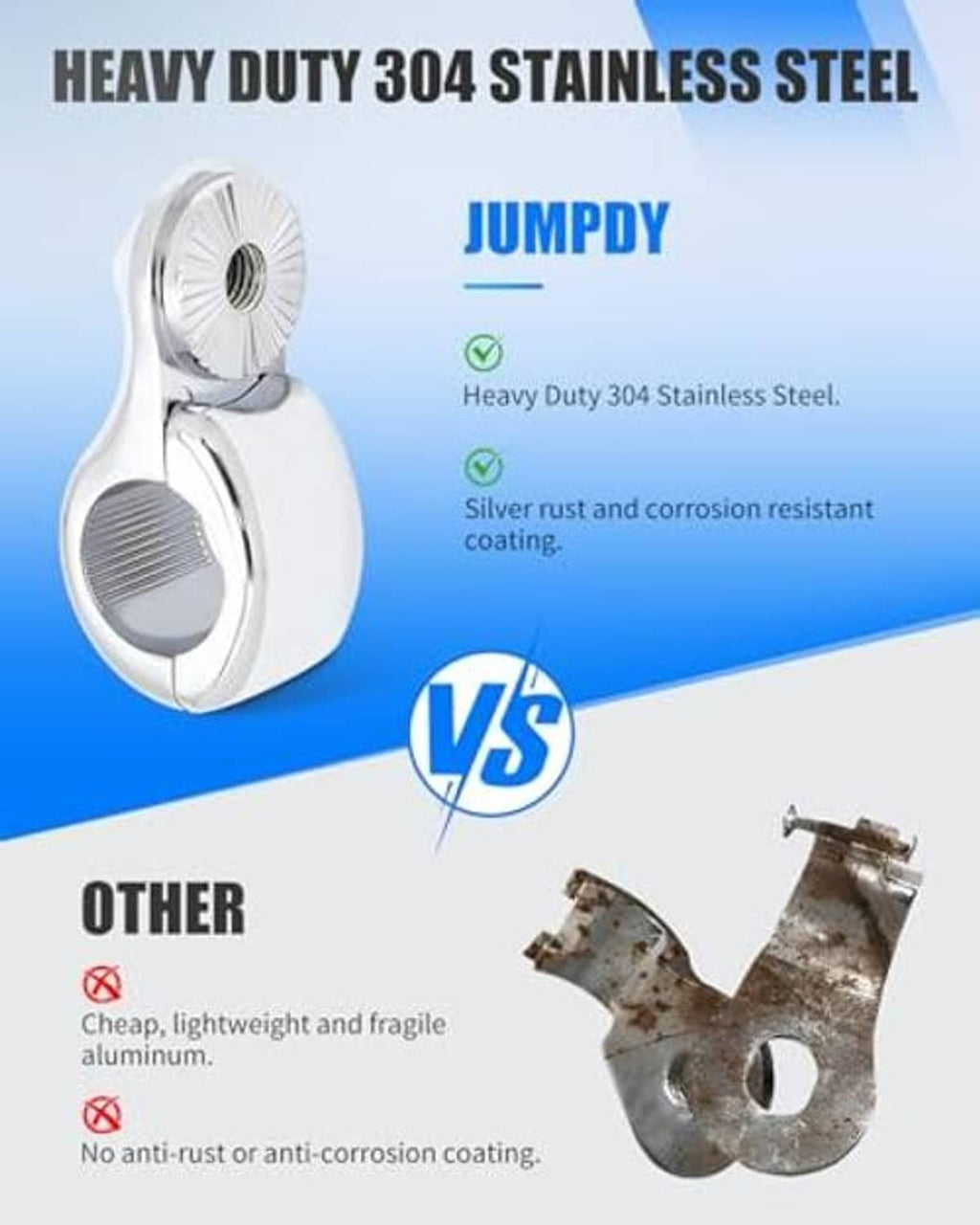 Heavy-duty stainless steel motorcycle footpegs with black anti-slip pads and metal brackets