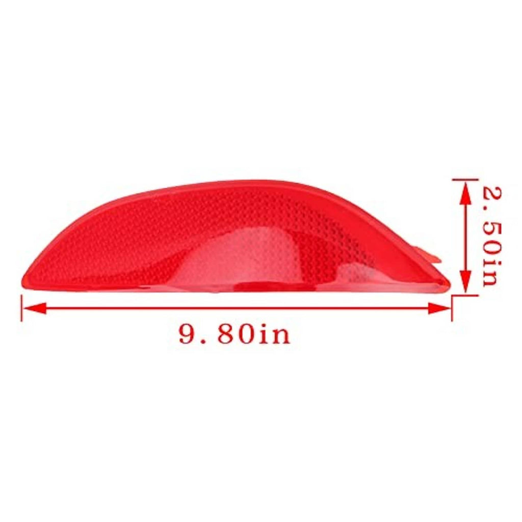Red rear bumper reflector trim lens set, 9.80 in by 2.50 in