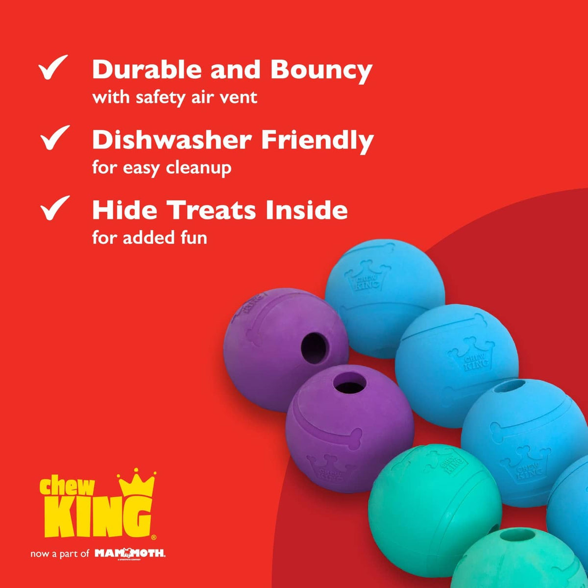 Blue, green, and purple fetch balls stacked together for a multi-pack