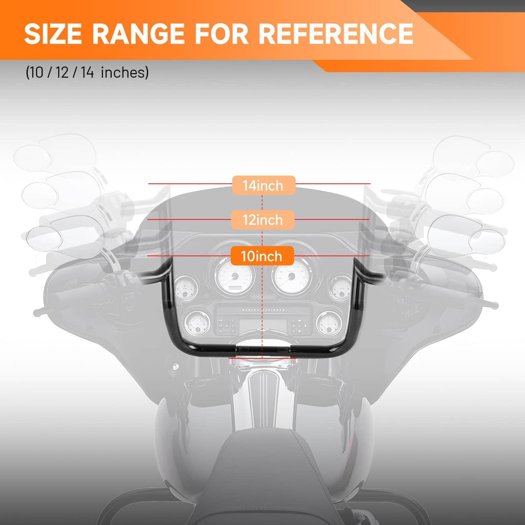 Handlebar size range reference diagram showing fit variations for different bars