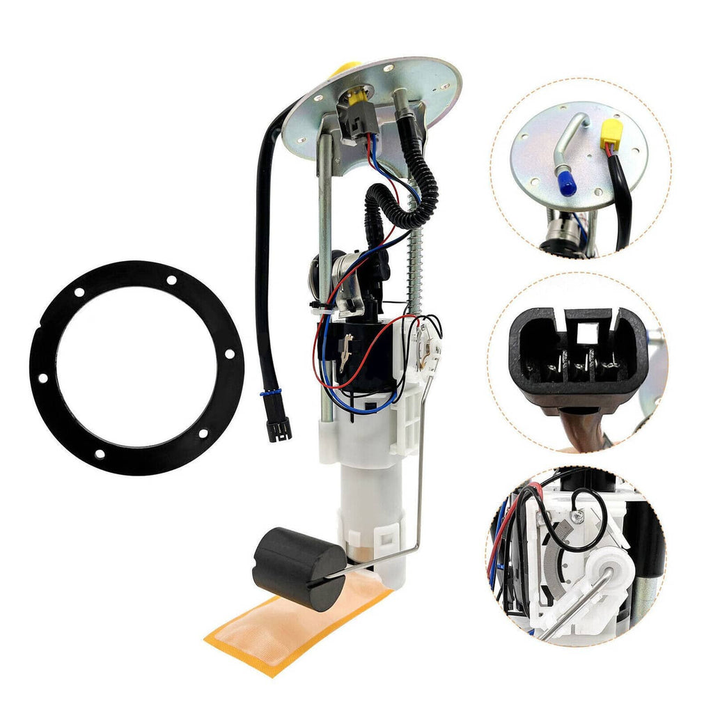 Fuel pump assembly with circular flange, fuel level sensor and electrical connectors