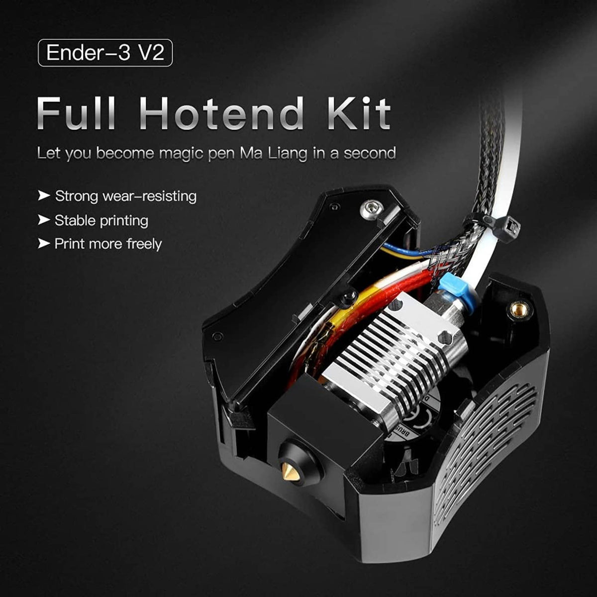 RivetOak Creality Ender 3 V2 Full Hotend Kit 3D Printer Parts, Black