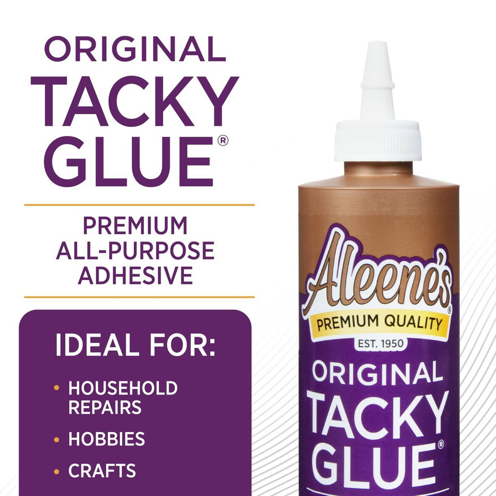 Original Tacky Glue bottle with premium all-purpose adhesive text and white cap