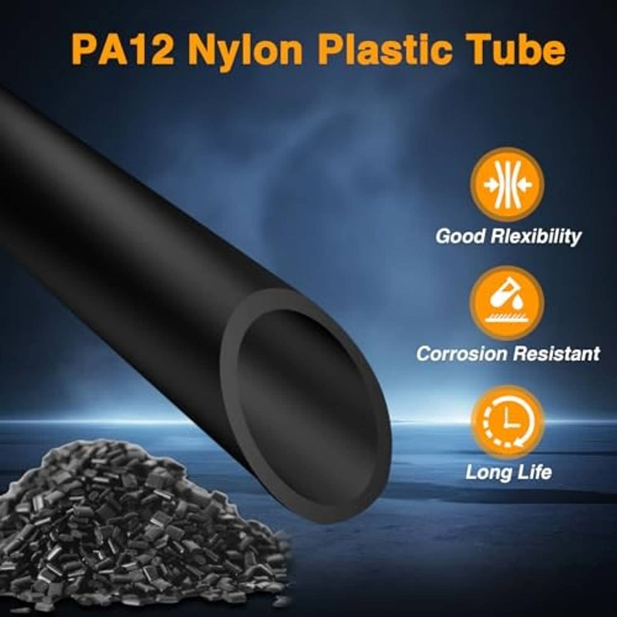 Black plastic vent tube for engine coolant overflow with open hose end