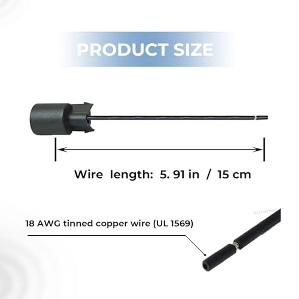 AC compressor pigtail plug with black housing and long 18 AWG wire lead