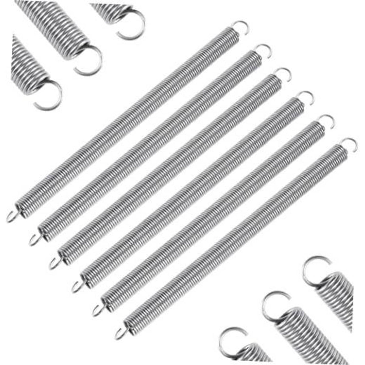 Stainless steel extension spring set with coil body and loop end hooks