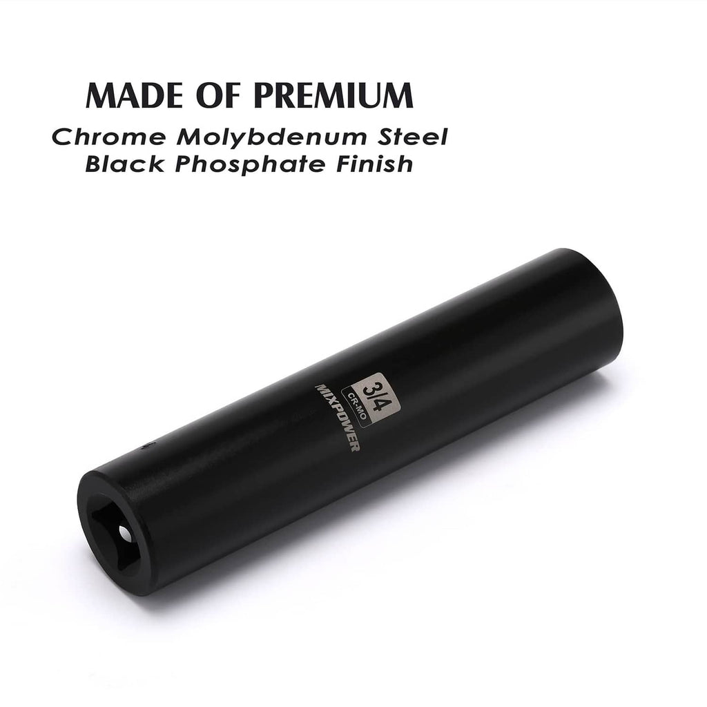 MIXPOWER 3/4 in extra-long deep impact socket, black CR-MO steel, 1/2 in drive